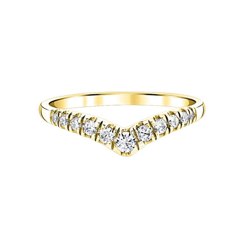 Diamond Chevron Wedding Band in 14 Karat Yellow Gold (1/4 Ctw)