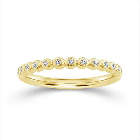 Bezel Set Diamond Stackable Band in Yellow Gold