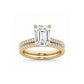 Emerald Hidden Halo Lab Grown Diamond Wedding Set in Yellow Gold (2 1/2 Ctw)