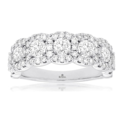 Diamond Halo Band in 14 Karat White Gold (2 Ctw)