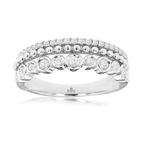 3 Row Diamond Band in White Gold