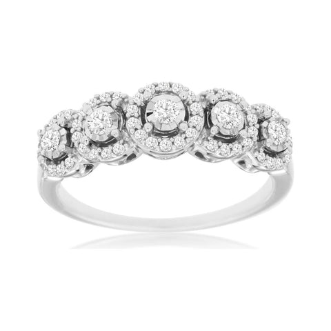 Diamond Halo Band in 14 Karat White Gold (1/3 Ctw)