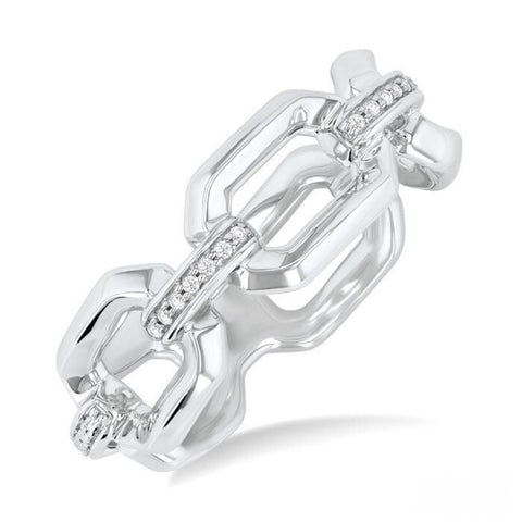 1/20ctw Bold Open Link Diamond Ring in Sterling Silver