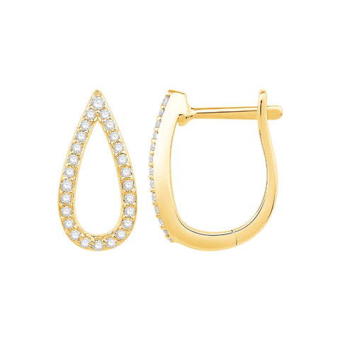 Pear Shape Diamond Hoop Earrings in Yellow Gold (1/5 Ctw)