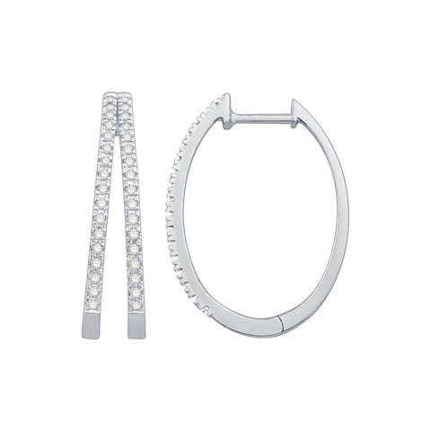 Diamond Double Hoop Earrings in Sterling Silver (1/4 Ctw)