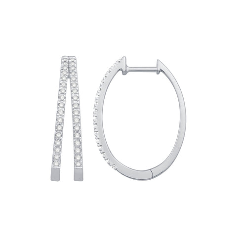 Diamond Double Hoop Earrings in White Gold (1/4 Ctw)