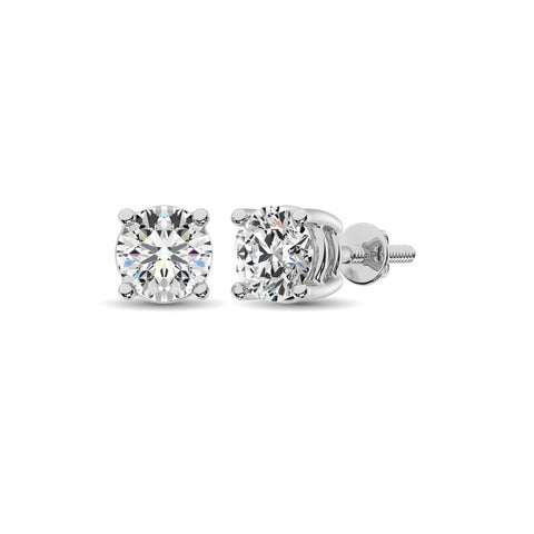 4 Prong Round Lab Grown Diamond Stud Earrings in White Gold (3/4 Ctw)