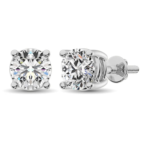 4 Prong Round Lab Grown Diamond Stud Earrings in White Gold (4 Ctw)