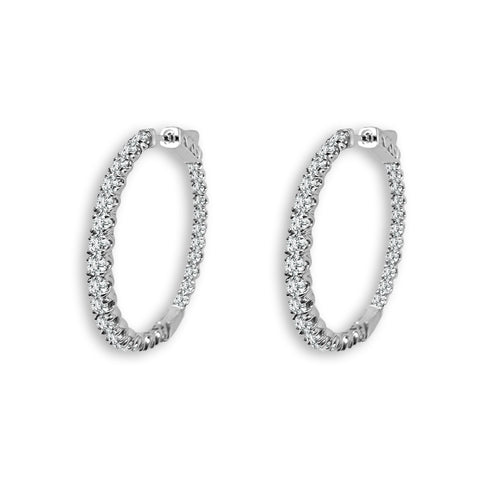 Inside Out Lab Grown Diamond Hoop Earrings in White Gold (3 1/5 Ctw)