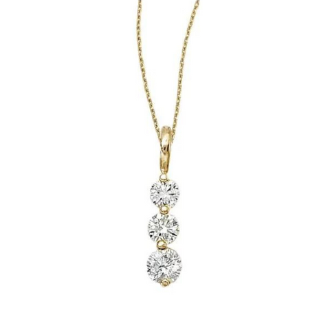 14K Yellow Gold 1/2ct Three-Stone Diamond Pendant Necklace - G-H, SI1-SI2, 18-Inch