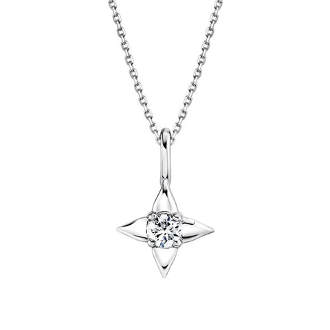 Star of Hope Diamond Pendant in 14 Karat White Gold (1/10 Ctw)