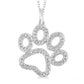 Silver Dog Paw Diamond Fashion Pendant