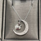 To the Moon and Back Crescent Moon Diamond Dangling Family Heart Pendant