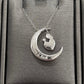 To the Moon and Back Crescent Moon Diamond Dangling Family Heart Pendant