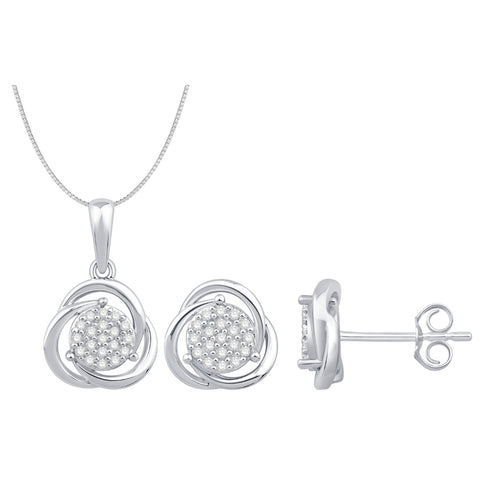 Matching Diamond Pendant and Earring Set (Sterling Silver 1/4 Ctw)