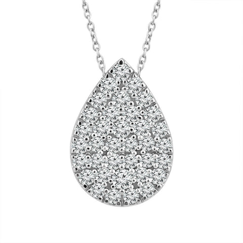 Pear Shape Multi Stone Lab Grown Diamond Pendant in Sterling Silver (1/5 Ctw)