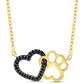 10 Karat Yellow Gold Black Diamond Heart and Paw Necklace (0.05 Ctw)