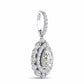 Crown Collection Pear Shape Lab Grown Diamond Halo Necklace in White Gold (1 Ctw)