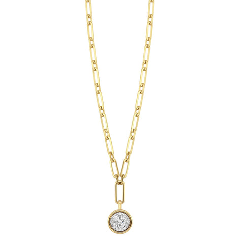 1/3 Ctw Multi Stone Diamond Paperclip Necklace in 14 Karat Yellow Gold