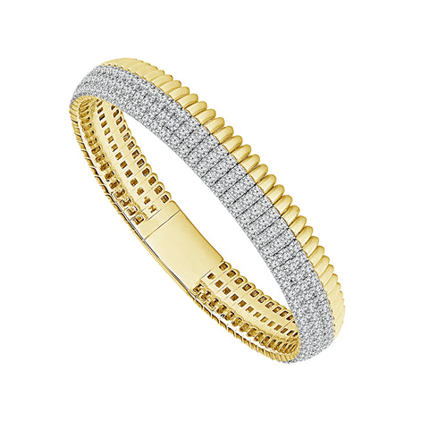 Flexible Diamond Bangle Bracelet in 14 Karat Yellow Gold (8 Ctw)