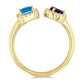 Toi Et Moi Blue Topaz & Amethyst Halo Diamond Fashion Open Ring