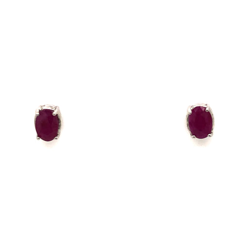 14k White Gold 1.20ctw Oval Ruby Earrings