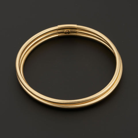 3 Row Mesh Bangle Bracelet in 14 Karat Yellow Gold