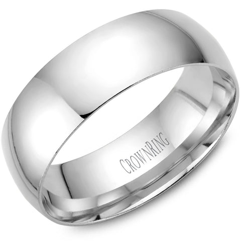CrownRing 7mm Traditional Heavy Domed Wedding Band in Platinum