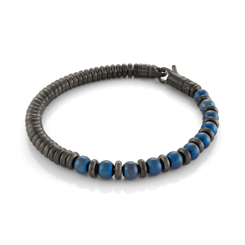 Italgem Gun IP Steel Blue IP 6mm Skydweller Bead Bracelet