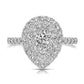 1 Ctw Double Halo Pear Cut Diamond Engagement Ring in White Gold