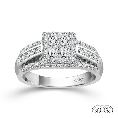 1 Ctw Diamond Engagement Ring in 10 Karat White Gold