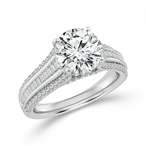 Above Love Star Round and Baguette Lab Grown Diamond Engagement Ring in White Gold (2 3/4 Ctw)