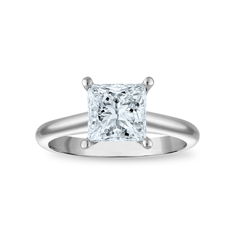 2 Carat Princess Cut Solitaire Lab Grown Diamond Engagement Ring in 14 Karat White Gold