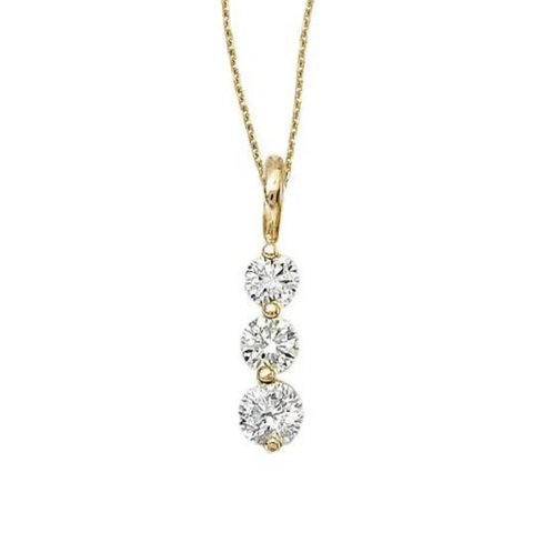 3/4 Ctw Three Stone Diamond Pendant in 14 Karat Yellow Gold