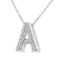 Silver Bubble 'A' Initial Diamond Pendant