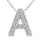 Silver Bubble 'A' Initial Diamond Pendant
