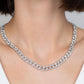 Silver Curb & Cuban Diamond Necklace