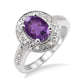 Silver Oval Shape Amethyst & Diamond Ring