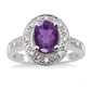Silver Oval Shape Amethyst & Diamond Ring