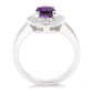 Silver Oval Shape Amethyst & Diamond Ring