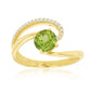 Round Peridot Bypass Ring in 14 Karat Yellow Gold