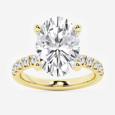 Oval Hidden Halo Lab Grown Diamond Engagement Ring in Yellow Gold (4 1/2 Ctw)