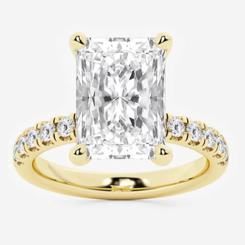 Radiant Hidden Halo Lab Grown Diamond Engagement Ring in Yellow Gold (4 1/2 Ctw)