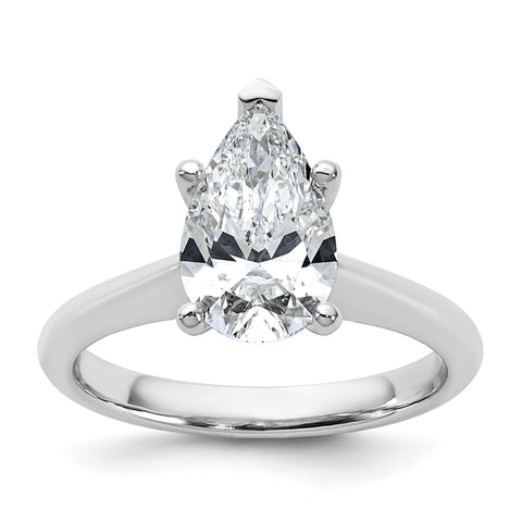 2 Carat Pear Solitaire Lab Grown Diamond Engagement Ring in 14 Karat White Gold