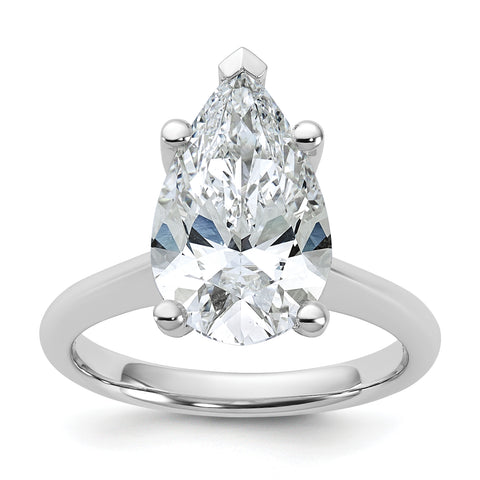 4 Carat Pear Solitaire Lab Grown Diamond Engagement Ring in 14 Karat White Gold