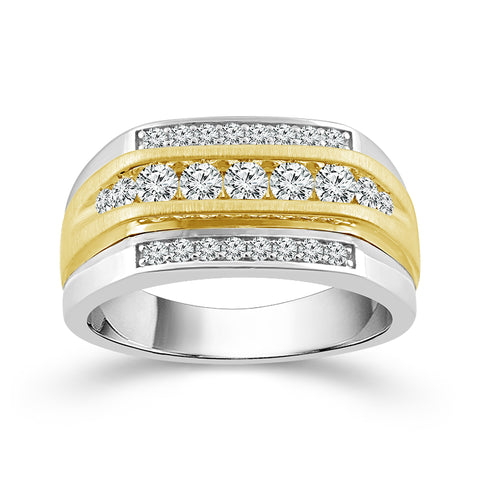 Mens Diamond Ring in 10 Karat Two Tone Gold (3/4 Ctw)