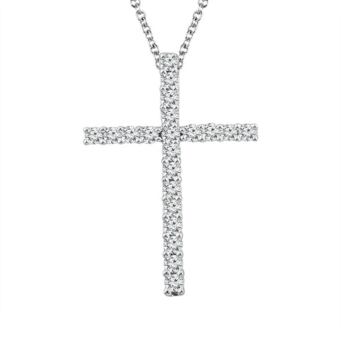 Diamond Cross Pendant in 14 Karat White Gold (3/4 Ctw)