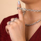 Silver Bold Oval Shape Link Diamond Necklace