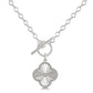 Silver Clover Fluted Toggle Diamond Fashion Necklace