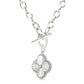 Silver Clover Fluted Toggle Diamond Fashion Necklace